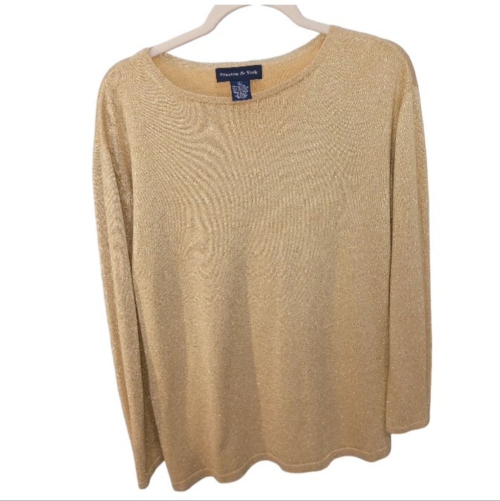 Preston & York women's Golden metallic sweater Sz L Cotton Christmas Party